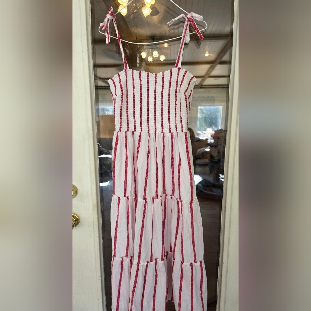 Draper James Rsvp Maxi Flowy Red Womens Dress Large Beach Cruise Summer Tiered